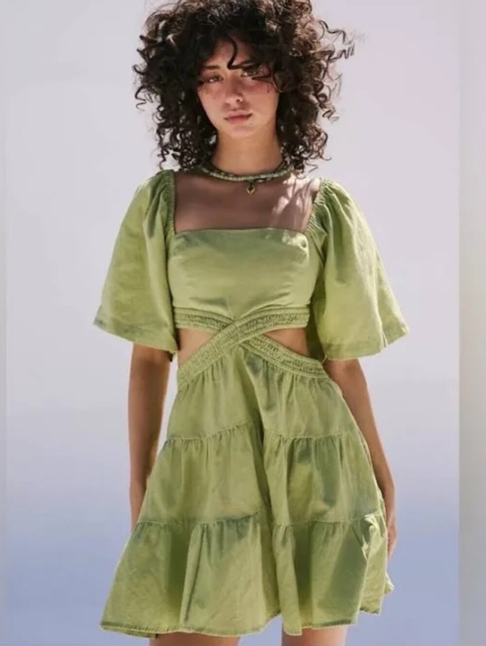 Free People Cross Front Cutout Dress Seafoam Green